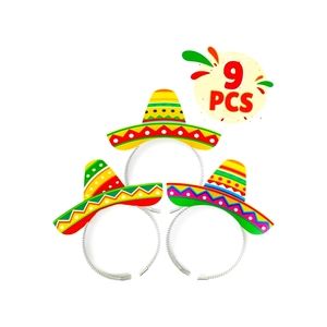 Fiesta Party Headband Hats - 9 Pack - Cinco De Mayo Theme, Party Supplies Decor